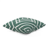 Side view of Island House Green White outdoor pillow.