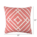 Island House Pink White outdoor pillow, 22 by 22 inches.