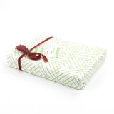 a wrapping paper with a geometric lattice pattern in green