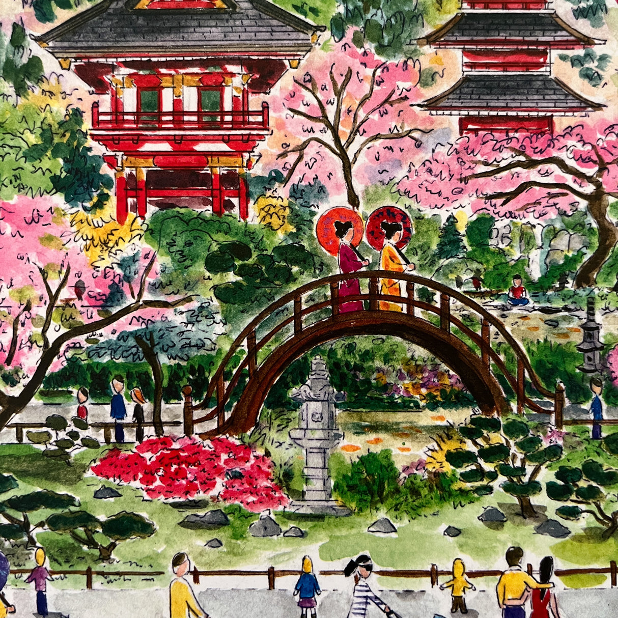 spring puzzle depicting the Japanese Tea Garden in San Francisco's Golden Gate Park image details