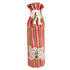Mad cap Cottage Red and green striped wine bottle bag with white drawstring on a white background