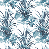 Jungle Road Palm Unpasted Wallpaper - Indigo Blue