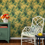 Jungle Road Palm Unpasted Wallpaper - Summer Yellow