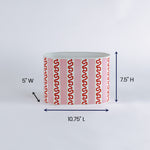 madcap Cottage caddy with red abstract patterns on a white background dimensions