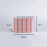 madcap Cottage caddy with red abstract patterns on a white background dimensions