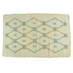 A yellow/green accent rug with a lattice pattern on it