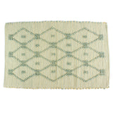 A yellow/green accent rug with a lattice pattern on it