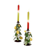 Hand-Painted Metal Lemon Candle Holders, Set of 2