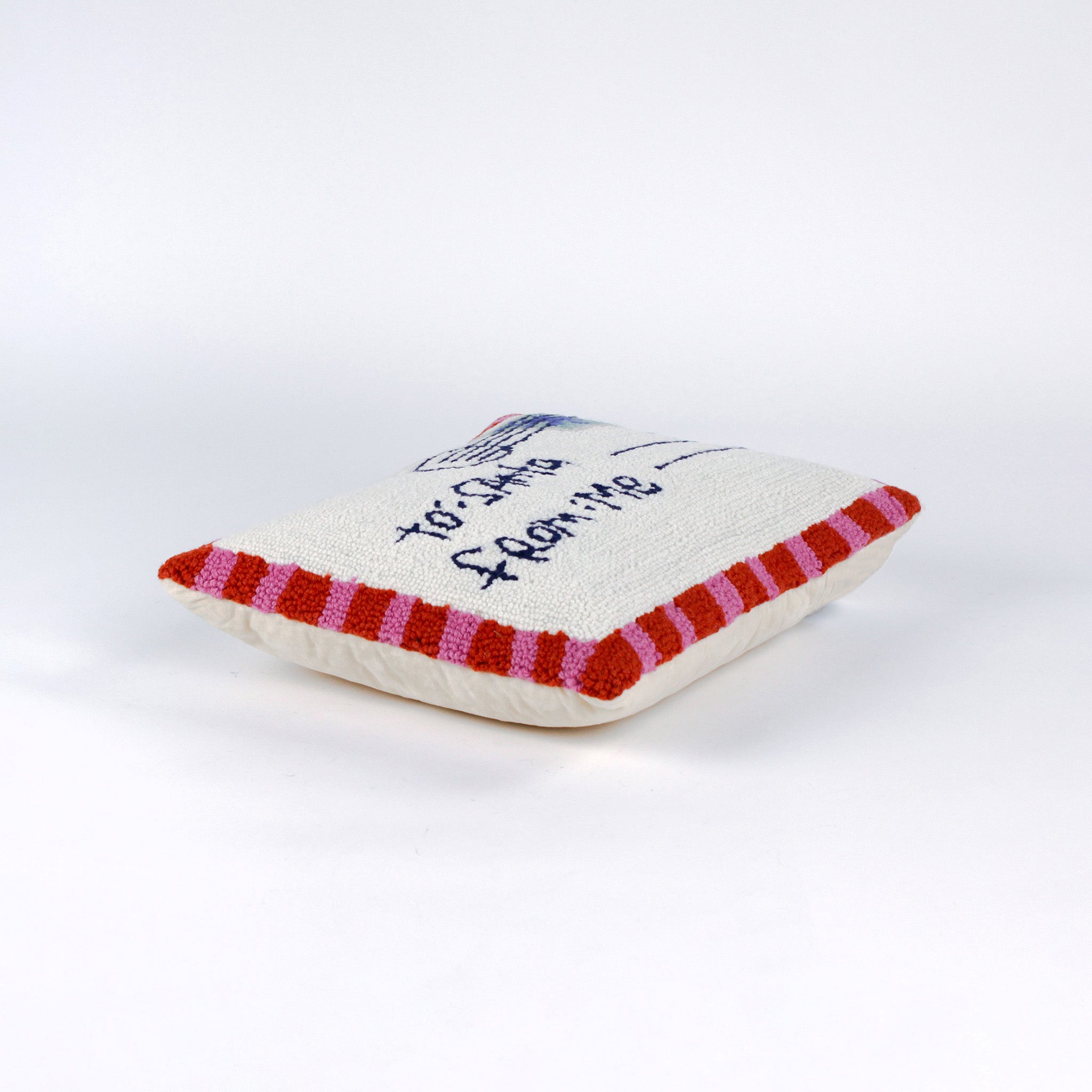 side of To Santa Letter Hooked-Wool Throw Pillow