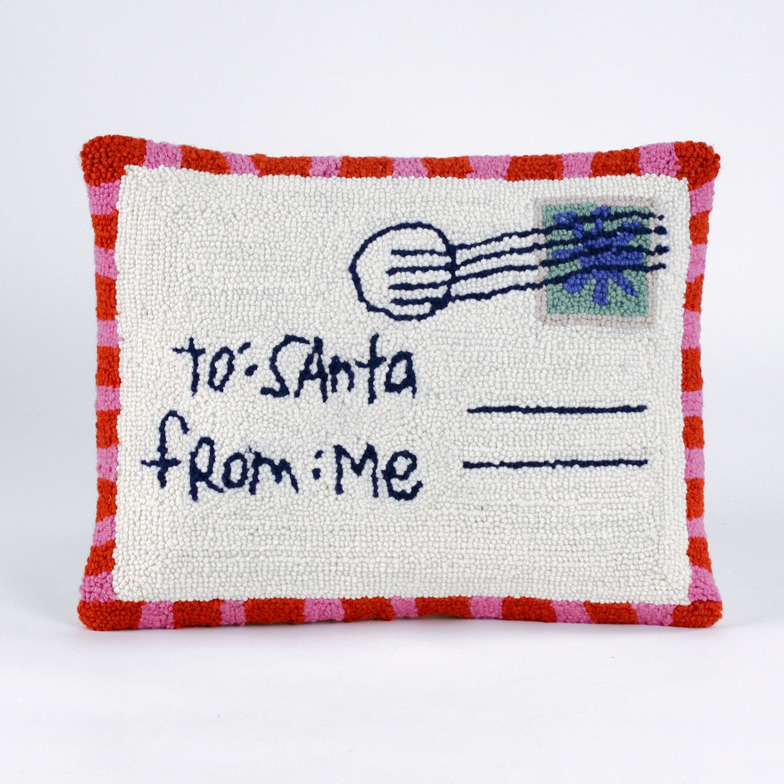 To Santa Letter Hooked-Wool Throw Pillow