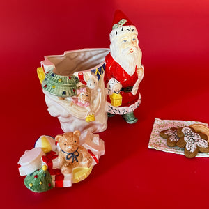 Vintage Ceramic Santa with Gifts Cookie Jar