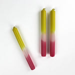 Light Green/White/Pink Color-Block Taper Candles, Set of 3