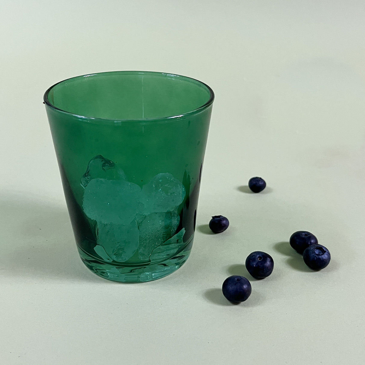 Low-Ball Green Colored Drinking Glass