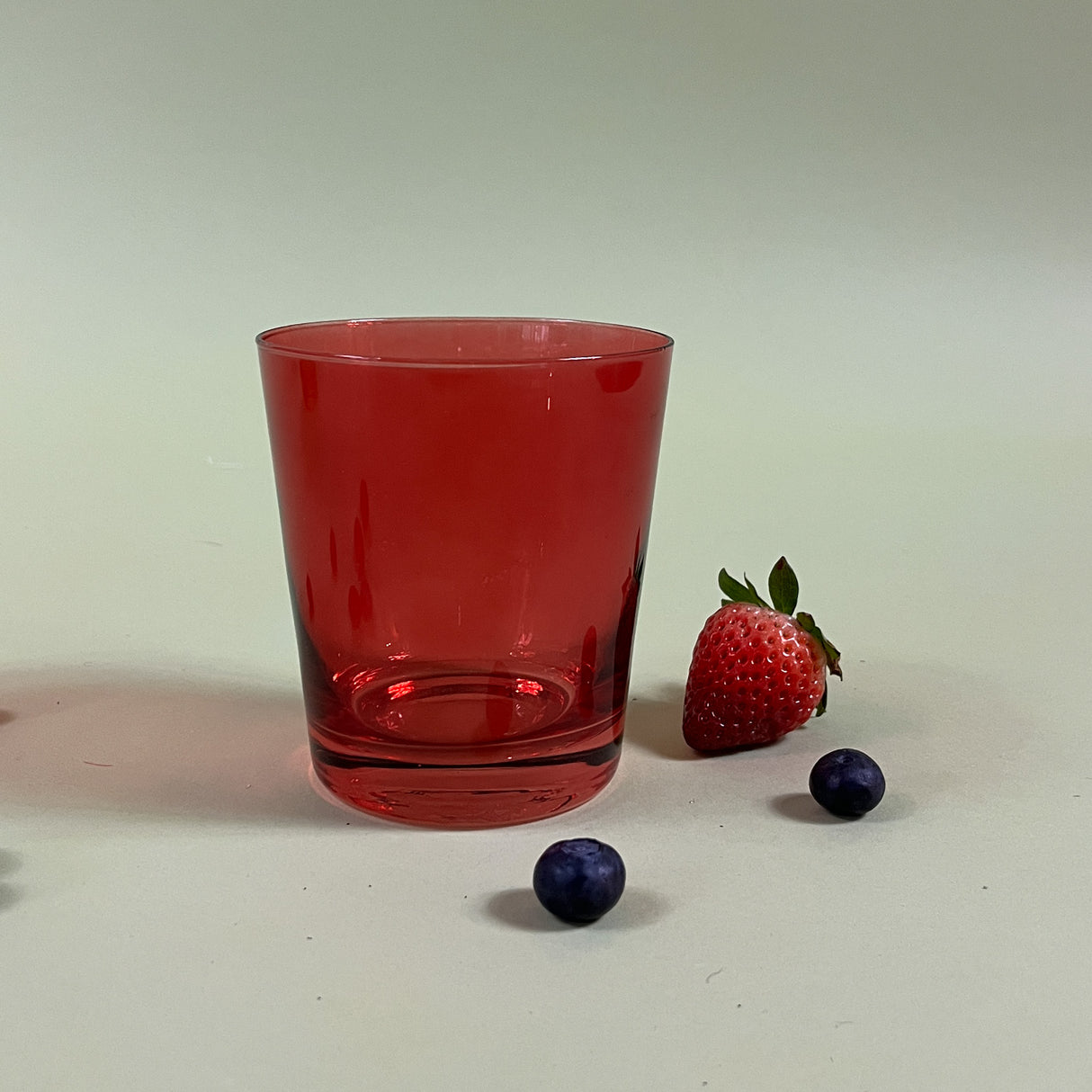 Low-Ball Red Colored Drinking Glass