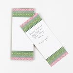 Chinoiserie Luxe Skinny Notepads with Monserrat Pink/Green design in a white background