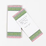 Chinoiserie Luxe Skinny Notepads with Monserrat Pink/Green design in a white background