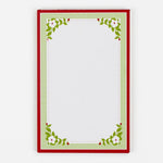 Christmas Flora Luxe notepad with red border and green floral design in white background