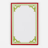 Christmas Flora Luxe notepad with red border and green floral design in white background