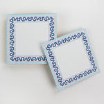 Square notepad with a decorative border and a placeholder graphic icon on a white background.