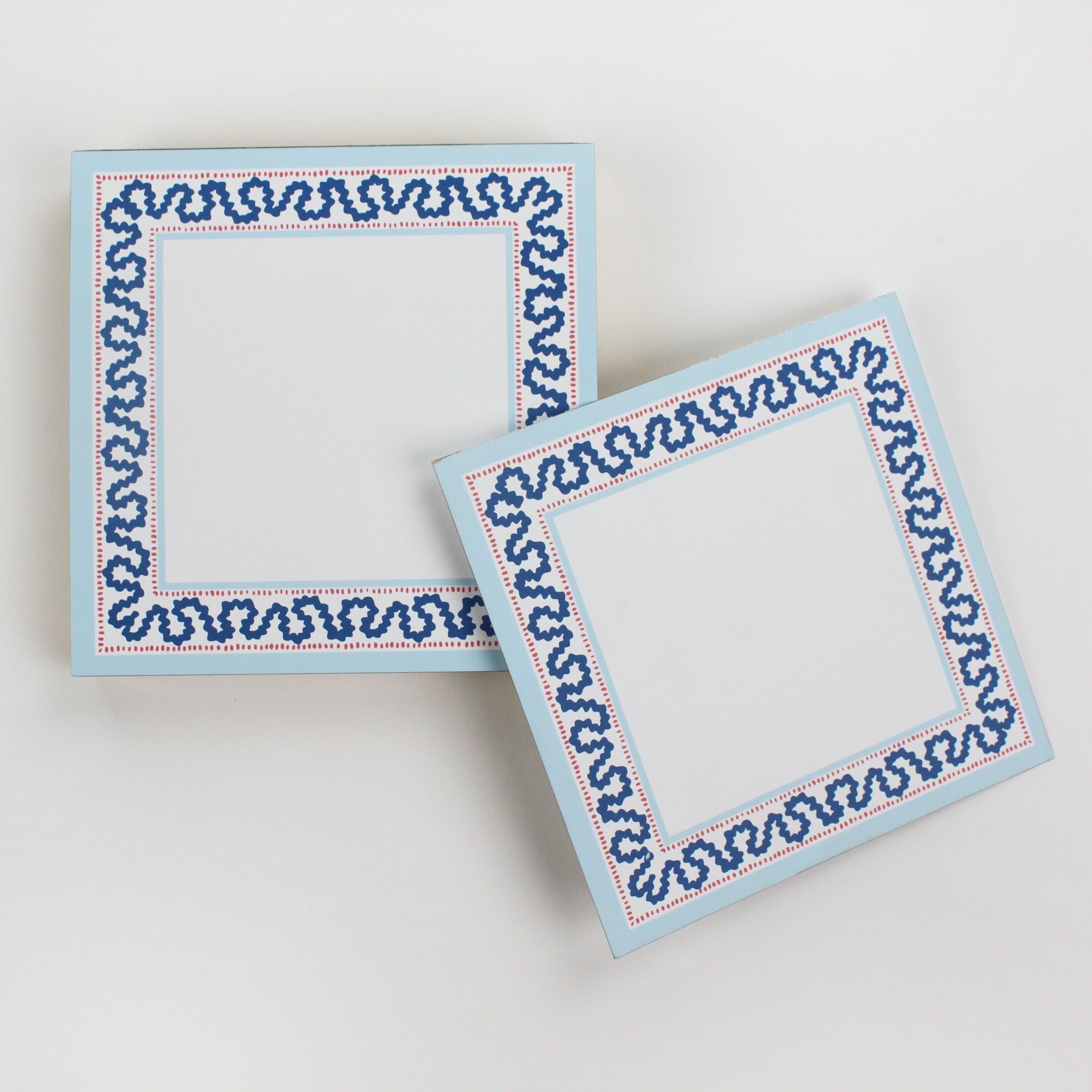 Square notepad with a decorative border and a placeholder graphic icon on a white background.