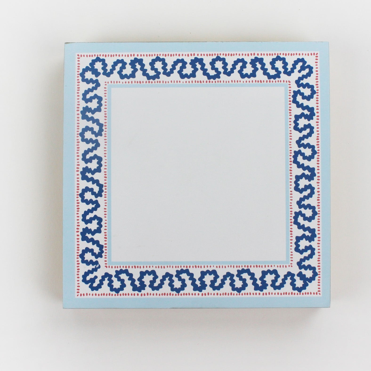 Square notepad with a decorative border and a placeholder graphic icon on a white background.