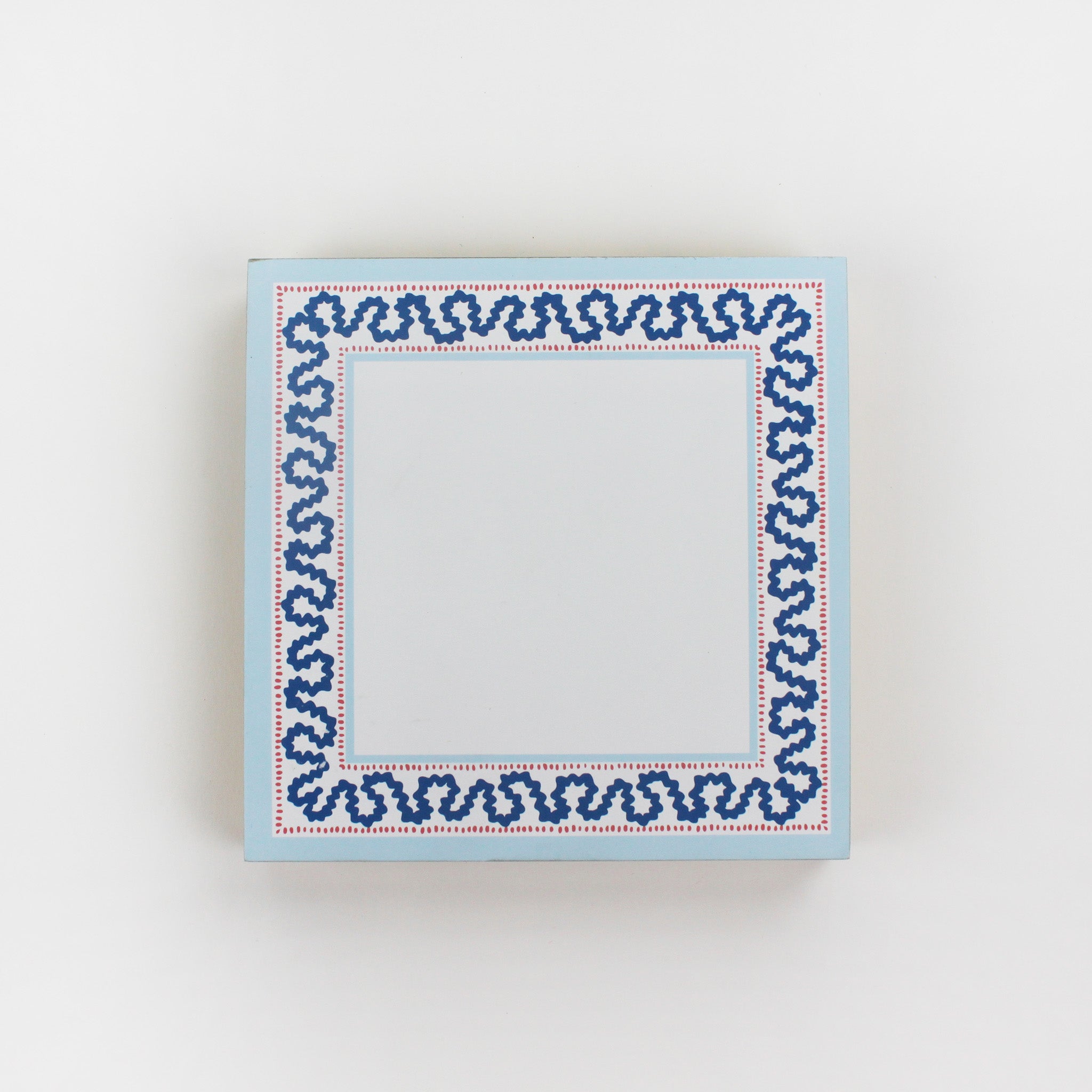 Square notepad with a decorative border and a placeholder graphic icon on a white background.