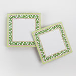 Square notepad with a decorative border and a placeholder graphic icon on a white background.