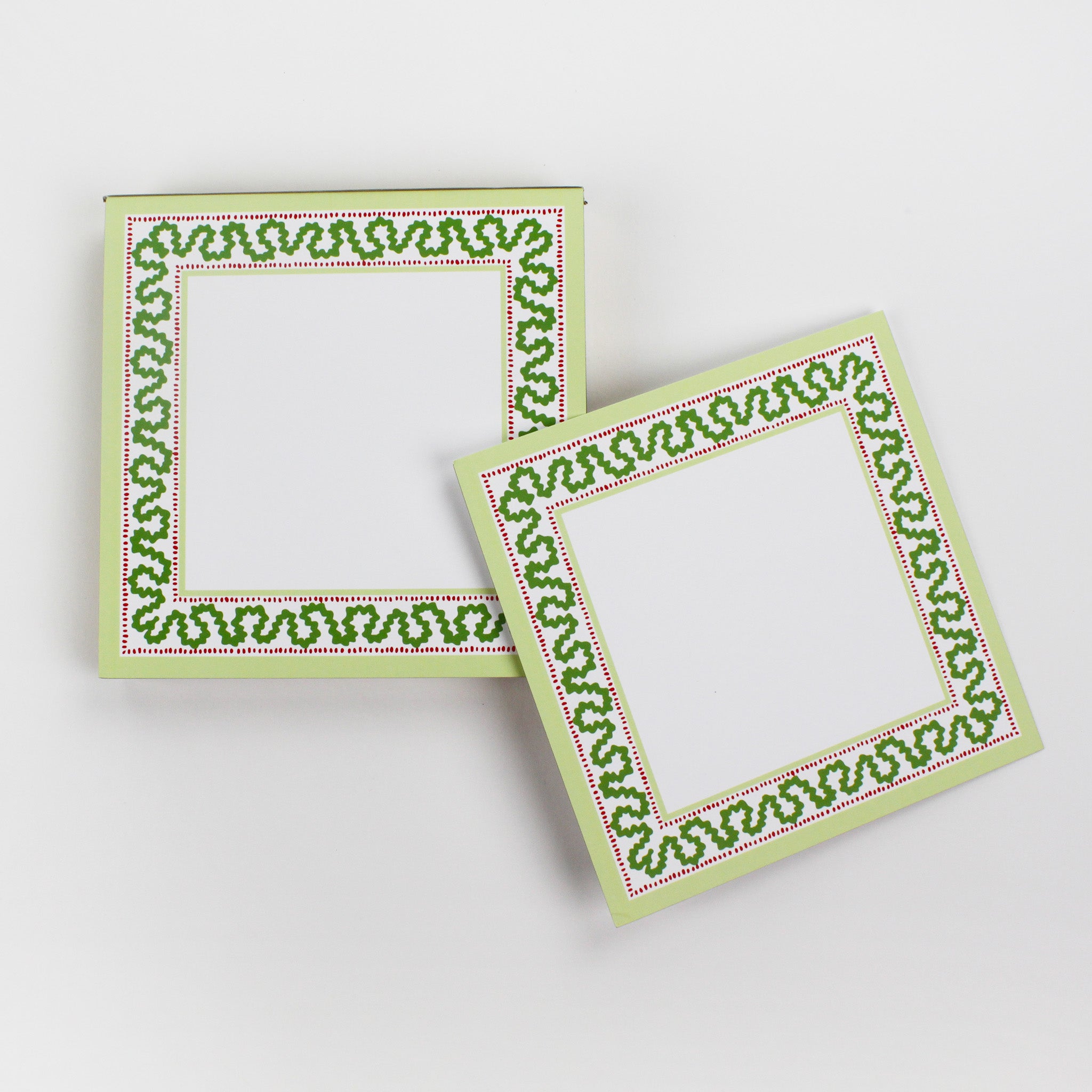 Square notepad with a decorative border and a placeholder graphic icon on a white background.