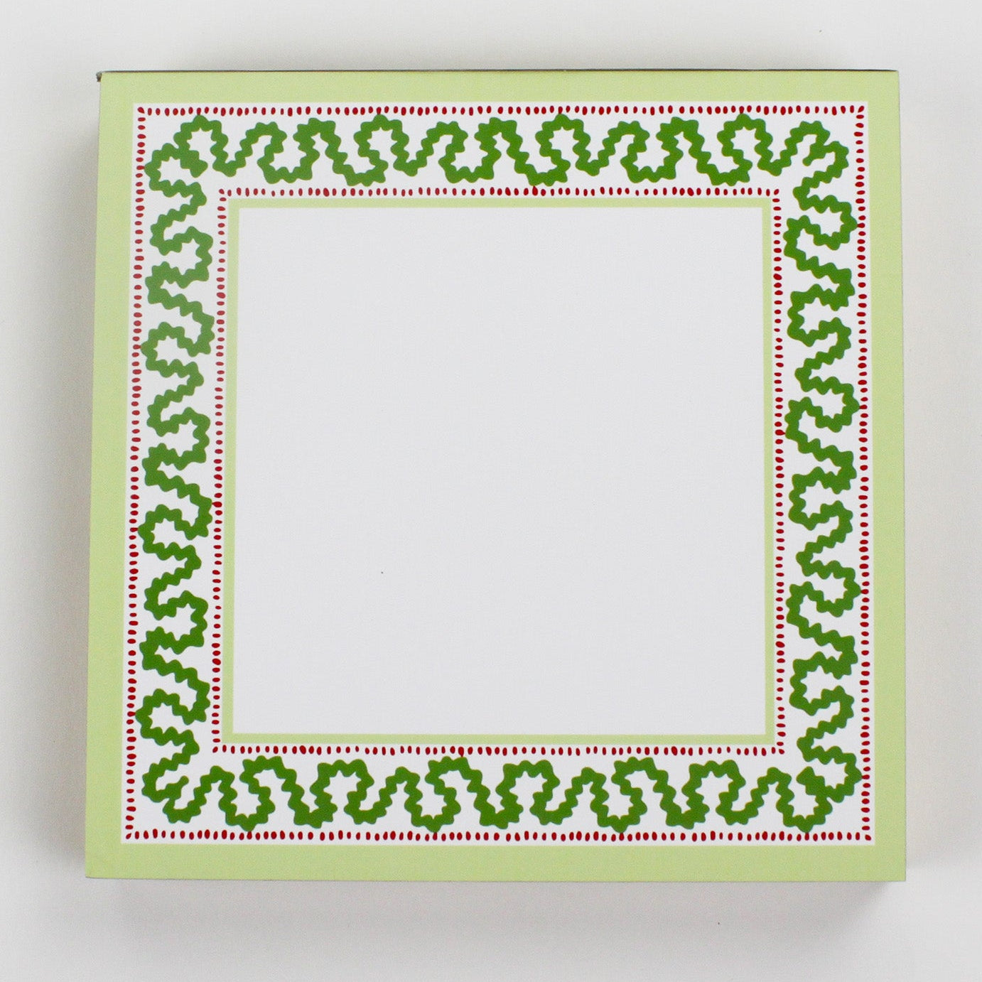 Square notepad with a decorative border and a placeholder graphic icon on a white background.