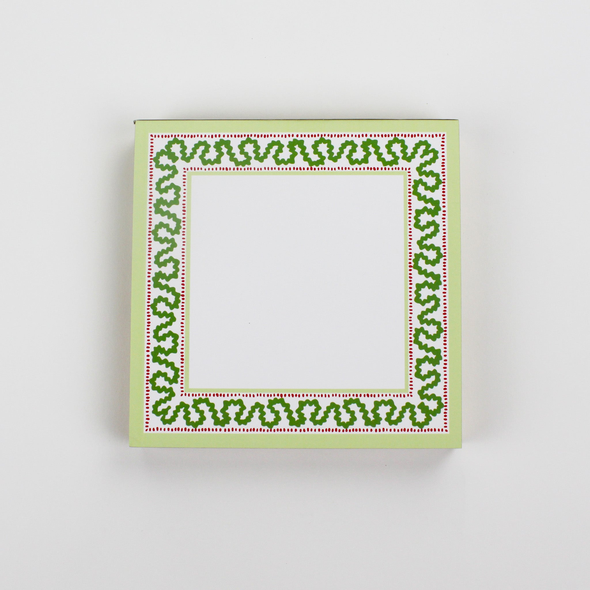 Square notepad with a decorative border and a placeholder graphic icon on a white background.