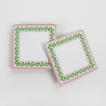 Square notepad with a decorative border and a placeholder graphic icon on a white background.