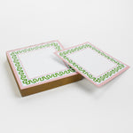 Square notepad with a decorative border and a placeholder graphic icon on a white background.