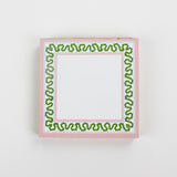 Square notepad with a decorative border and a placeholder graphic icon on a white background.