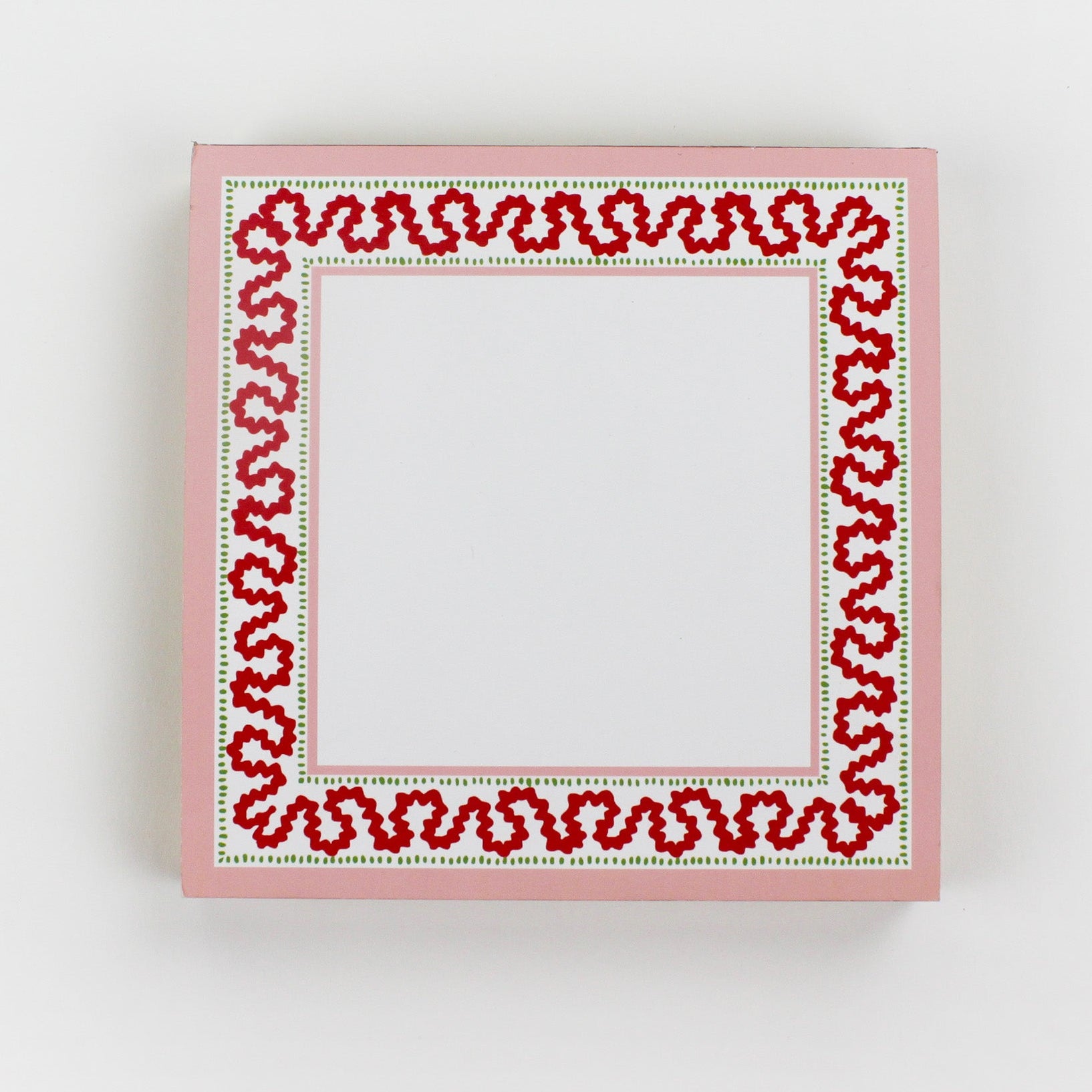 Square notepad with a decorative border and a placeholder graphic icon on a white background.