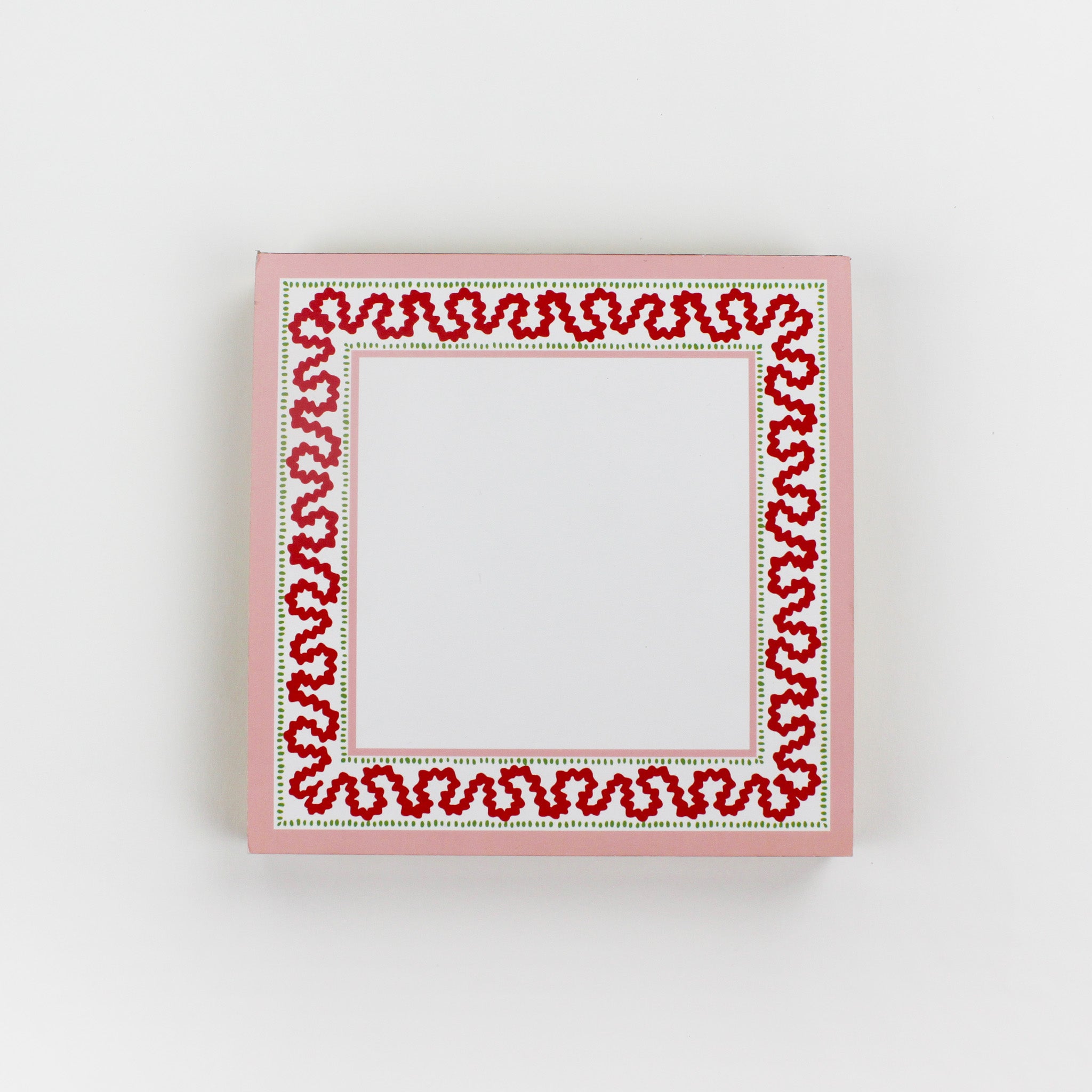 Square notepad with a decorative border and a placeholder graphic icon on a white background.