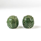 a pair of cabbage leaf salt and pepper shakers from madcap cottage