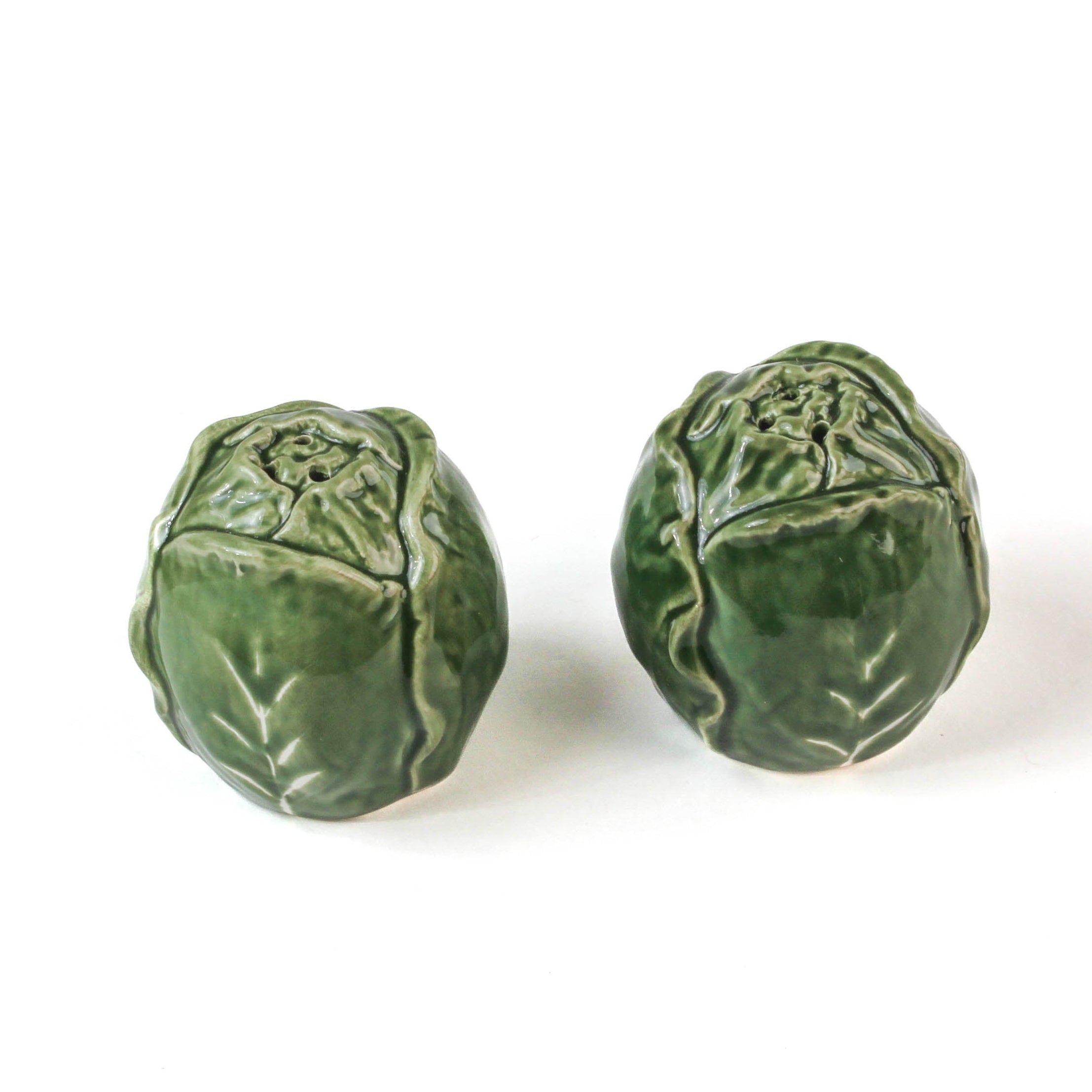 a pair of cabbage leaf salt and pepper shakers from madcap cottage