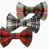 3 different dog bow style from Madcap Cottage, Royal Stewart Red/Green, MacLoecke Black/White and McNixon Red/White/DarkGreen
