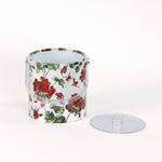 Cottage Grove Geranium is an acrylic ice bucket covered in red geranium fabric in white background