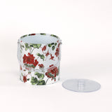 Cottage Grove Geranium is an acrylic ice bucket covered in red geranium fabric in white background