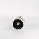 bottom of a Cottage Grove Geranium is an acrylic ice bucket covered in red geranium fabric in white background
