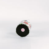bottom of a Cottage Grove Geranium is an acrylic ice bucket covered in red geranium fabric in white background