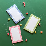 Three luxury notepads from madcap cottage with a gingham border