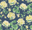 geranium wallpaper with yellow geraniums on a navy blue background.
