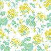 Geranium wallpaper featuring yellow geraniums on a white background.