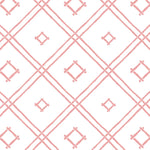 A pink bamboo trellis wallpaper design on a white background from Madcap Cottage. 