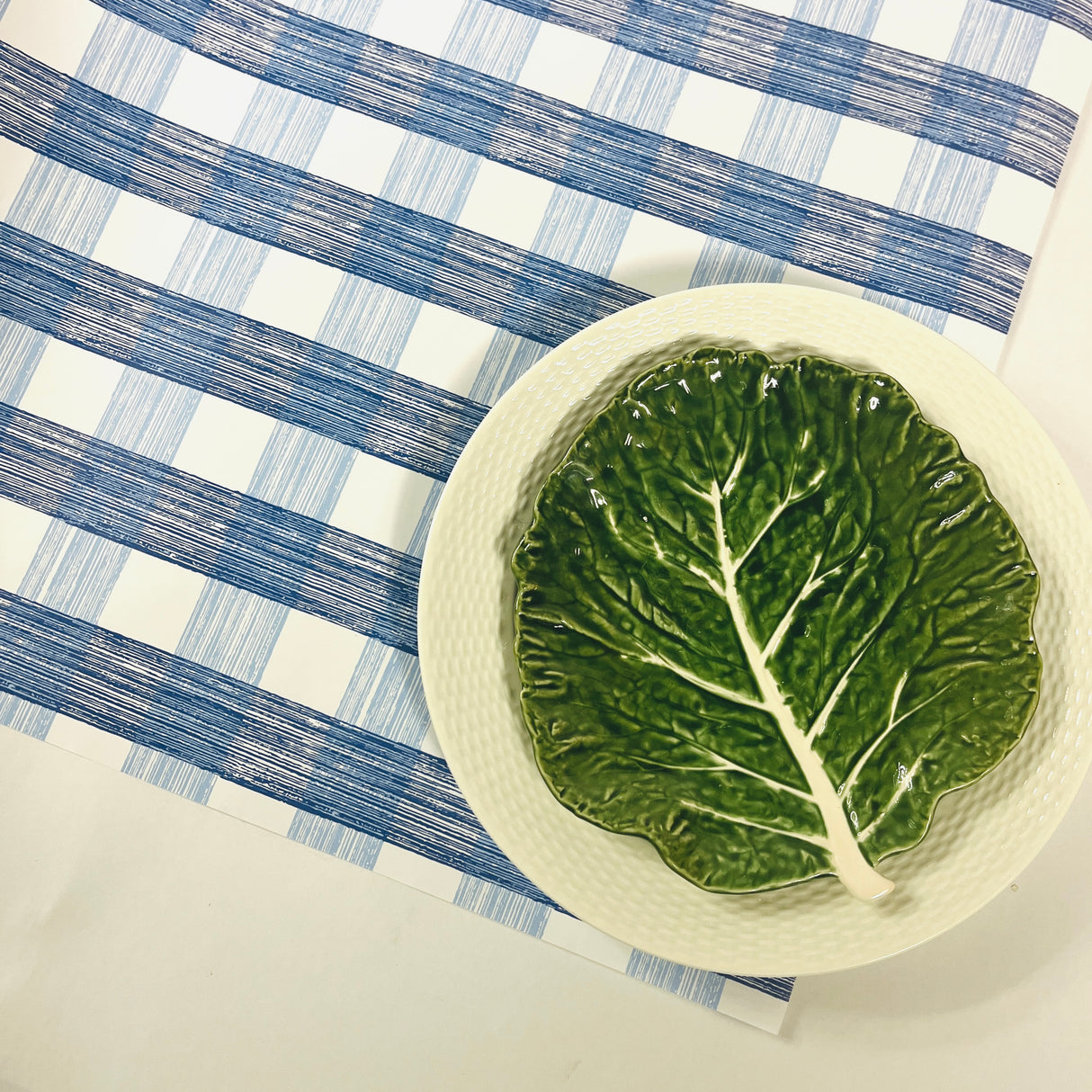 Gin Lane Blue Gingham Paper Table Runner