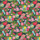 A madcap Cottage Kentucky Derby Fabric featuring jockey silks, rosettes and other derby motifs. 