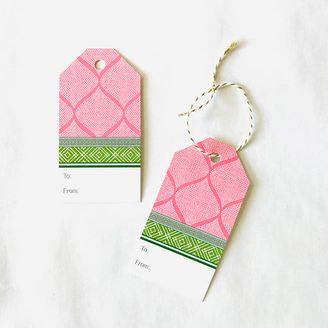 madcap cottage pink and green fez gift tags