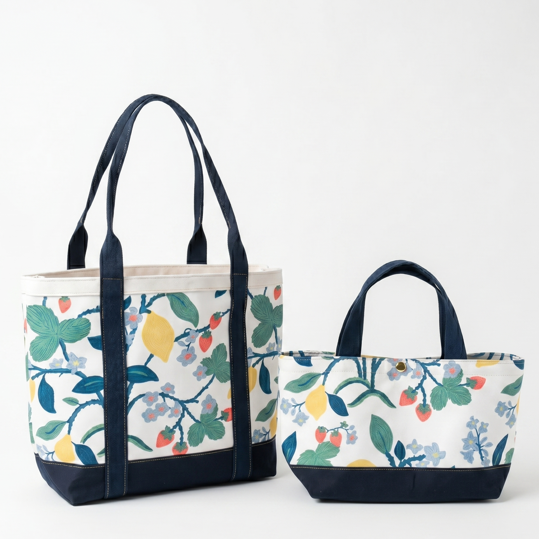 Made in America strawberry tote bag set  with strawberry, lemon, and floral print